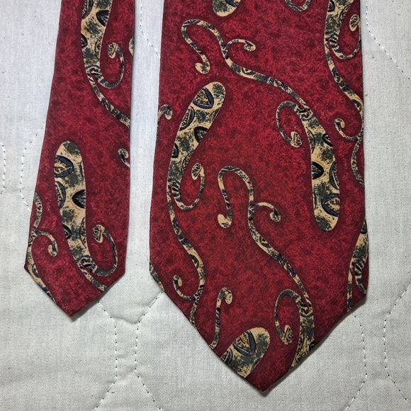 Jacobs Roberts Ltd. 💯 Silk Necktie 57"x3.5" Burgundy/Tan Paisley Made in USA - Picture 6 of 10